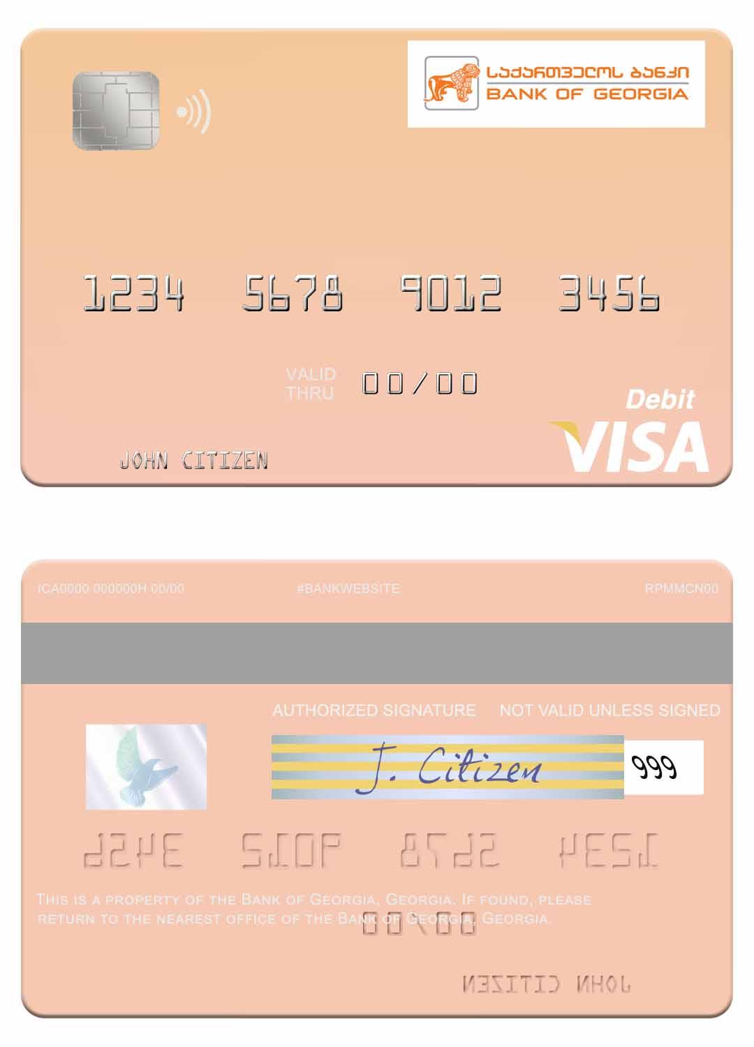 Georgia Bank of Georgia visa debit card